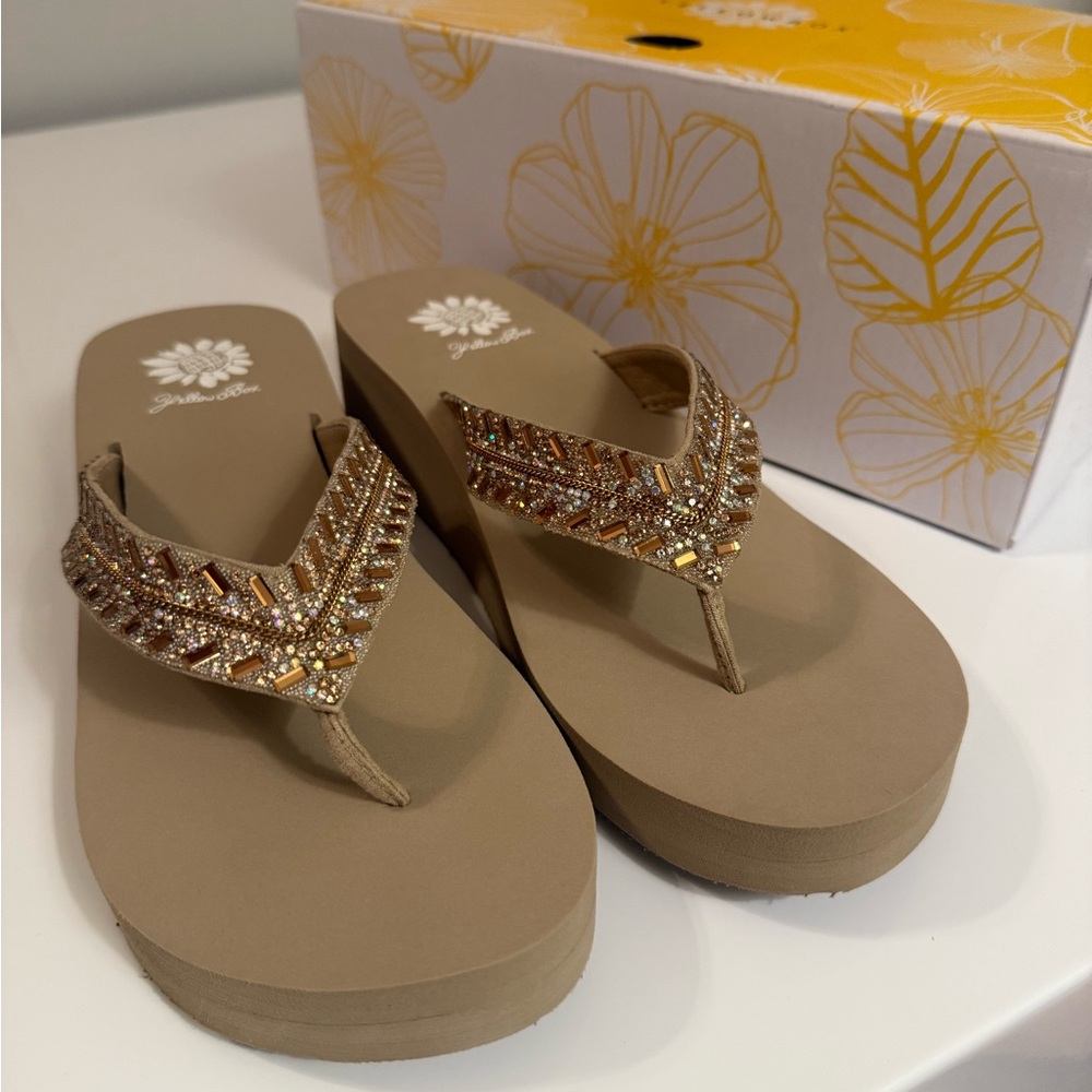 NEW Beaded Wedge Sandals - Size 7.5